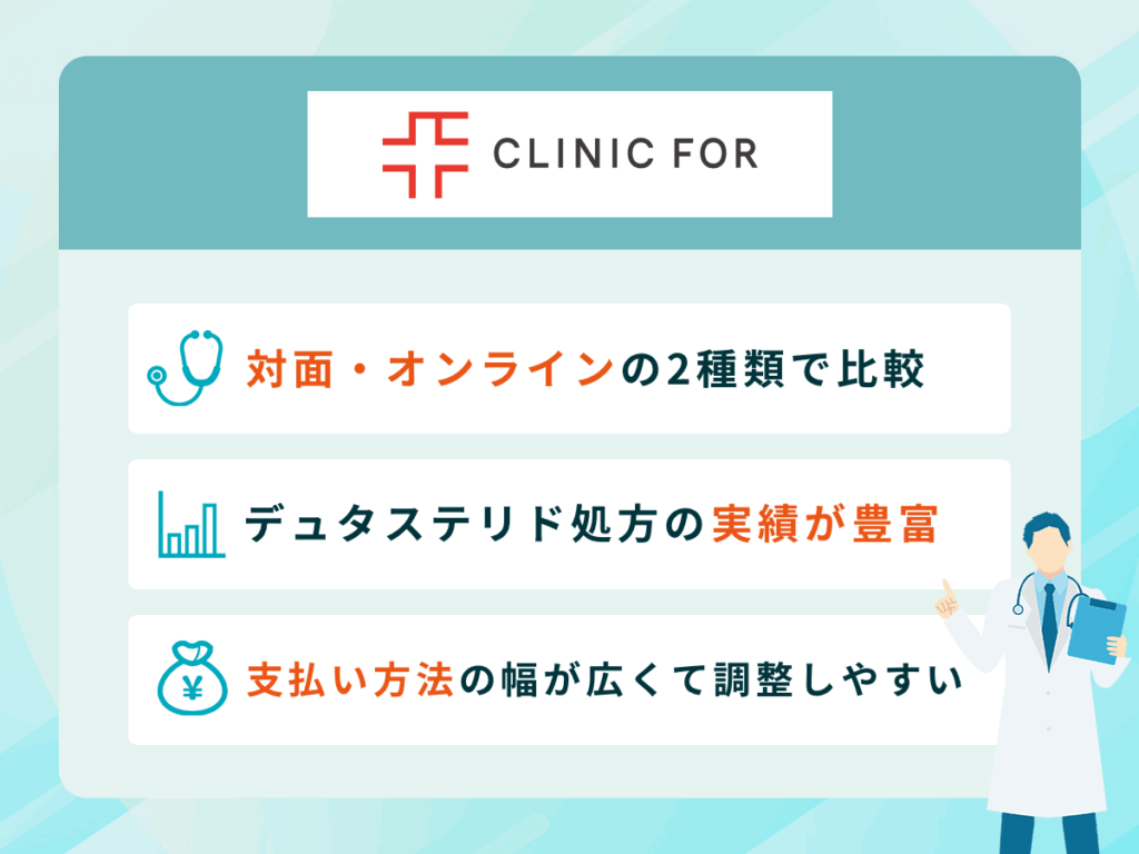 クリニックフォアはデュタステリドが6,919円〜