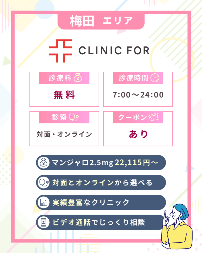 大阪梅田のマンジャロオンライン：クリニックフォア